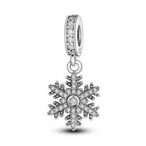 MULA Christmas Charm 925 Sterling Silver Xmas Snowflake Pendant Fit Bracelet Gifts for Women