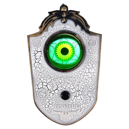 Halloween One-Eyed Doorbell Decoration – Creepy Open-Eye Design With Scary Sounds, Battery-Powered Prank Prop For Easy Hanging (Black)
