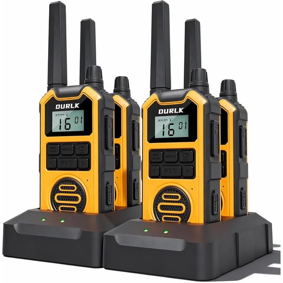 Walkie Talkies for Adults Long Range - Waterproof 4 Pack Rechargeable Heavy Duty FRS Two Way Radio with NOAA Weather Alert, 2500mAh, 22 Channels 121 CTCSS, Dual PTT & Dual Charging (Type-C/Dock)