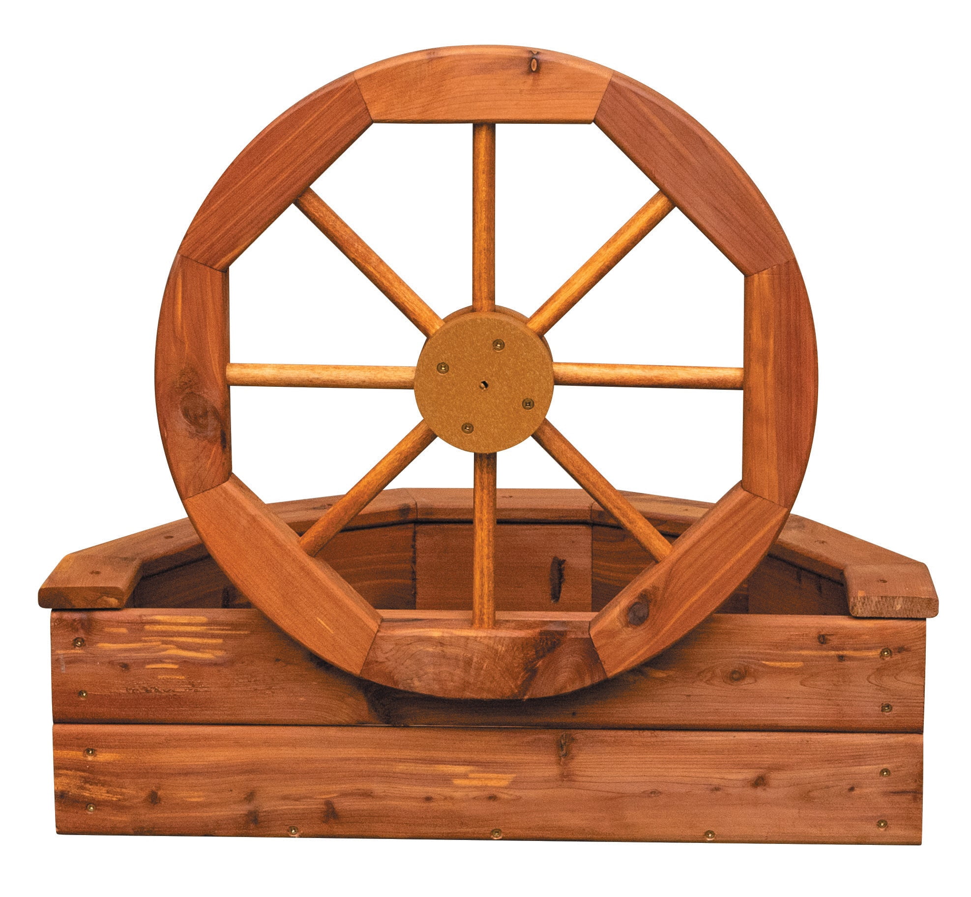 Rustic Cedar Wagon Wheel Planter – Eastern Red Cedar Farmhouse Garden Planter for Patio or Yard
