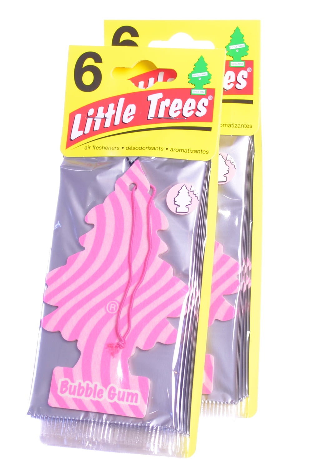 Little Trees Cardboard Hanging Car, Home & Office Air Freshener, Bubble Gum (Pack of 12