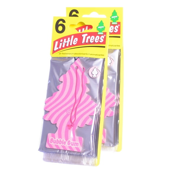 Little Trees Cardboard Hanging Car, Home & Office Air Freshener, Bubble Gum (Pack of 12)