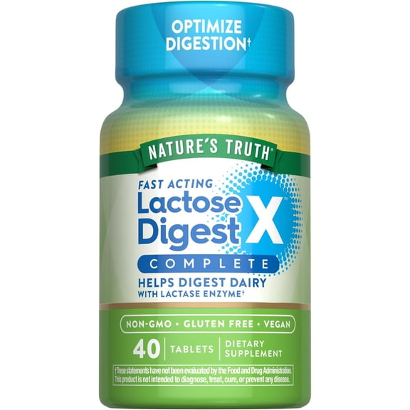 Lactose Digest Tablets | 40 Pills | Helps Digest Dairy with Lactase Enzyme | For Men and Women | by Nature's Truth
