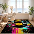 thumbnail image 3 of Design&I 3'x5' Ultra Soft Throw Mat, Record Retro Vinyl Turntable Paint Splatter Music Note Flowing None Fluffy Washable Easy Care Indoor rug for Bedside Hallway, 3 of 7