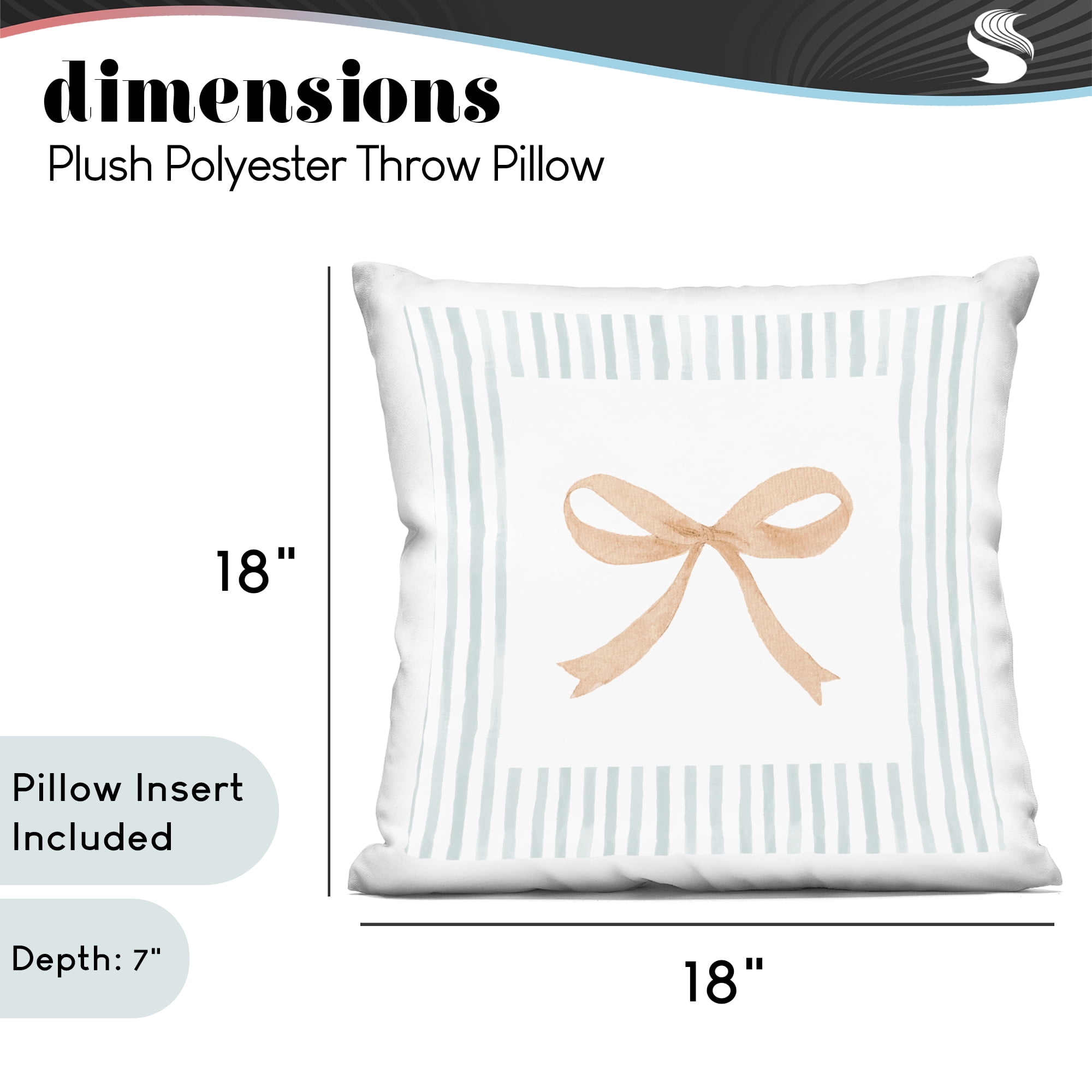 Stupell Industries Blue Bordered Ribbon Decorative Printed Throw Pillow, design by Patricia Pinto