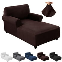 Rosnek Chaise Lounge Cover Stretch Chaise Chair Slipcovers with Arms for Living Room, Brown
