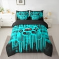 thumbnail image 3 of Homewish Futuristic Game Console Twin Bedding Sets 7-Piece, Cyan Gamepad Gamer Bedding Comforter Set, Teens Kids Girls Boys Reversible Sheet Sets, Ultra Soft Bedroom Decor, 3 of 8