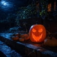 thumbnail image 3 of Halloween Large Pumpkin Decoration, Halloween Jack O Lantern Pumpkin Light with Glowing Cutout Design, Pumpkin Ornament for Indoor Outdoor Party Holiday Display Decor, 3 of 7