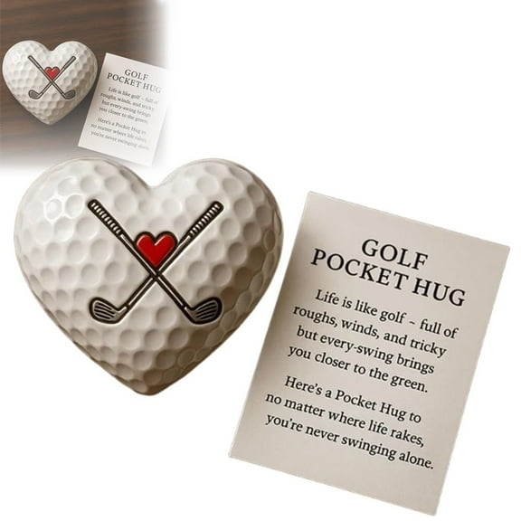 Pocket Hug Heart with Greeting Cards, Golf Pocket Hug, Inspirational Golfs Gift with Encouraging Message Card, Mini Golf Token for Golf Bag Encouragement Present