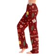 thumbnail image 2 of WTOBBY Women's Festive Christmas Print Pajama Bottoms, Soft and Comfortable Fleece-Lined Sleep Pants with Snowflake and Tree Designs, Casual Home Wear for Winter,Wine 2XL, 2 of 5