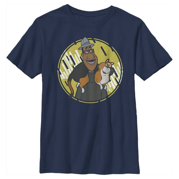 Boy's Soul Joe and Mittens Portrait  Graphic Tee Navy Blue Large