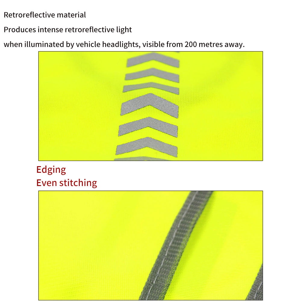 Reflective Safety Vest Jacket High Visibility Fluorescent Green for Cycling Running Motorcycle Outdoor Work