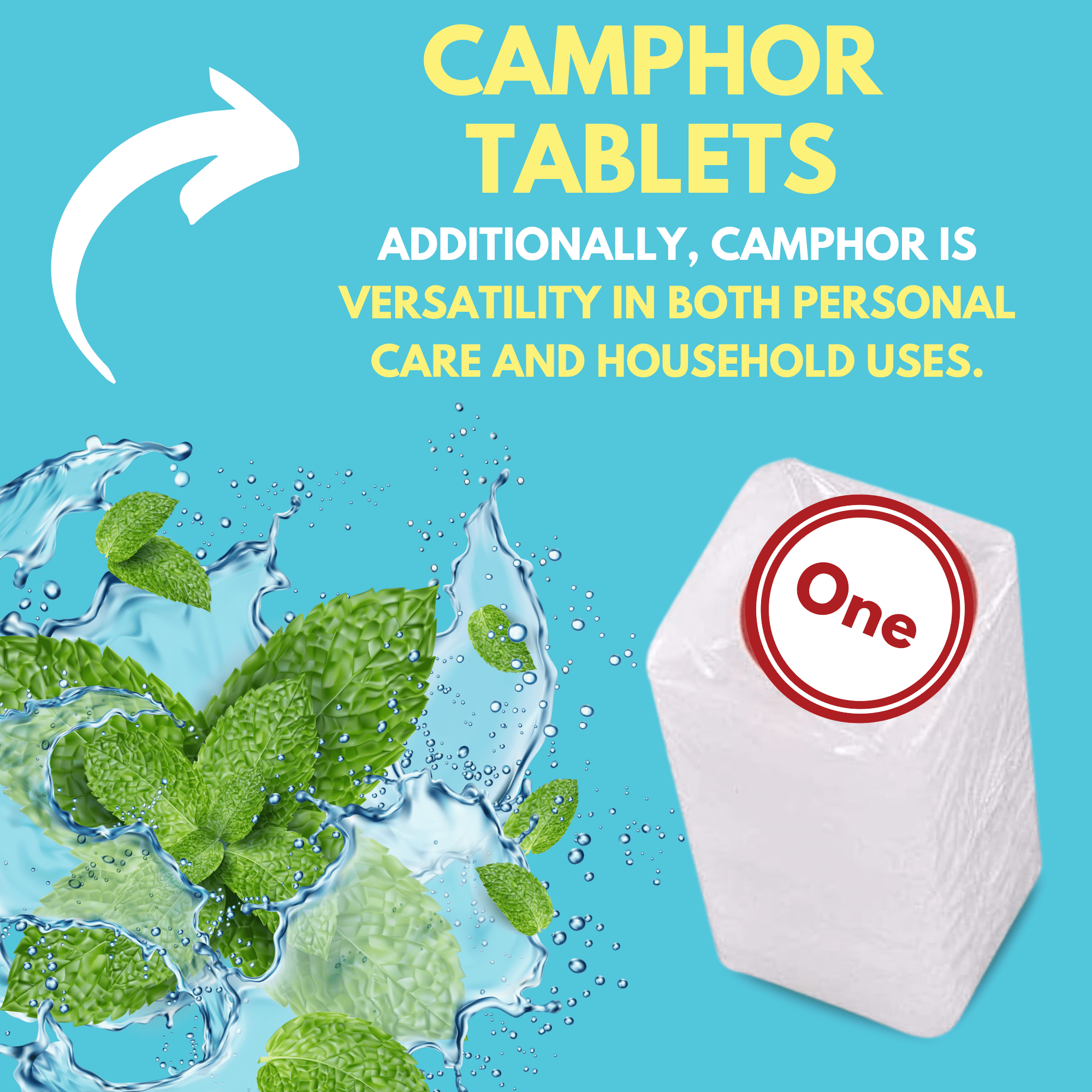 Arymar Refined Camphor 100% Pure  0.8 fl oz (4-Pack Blocks), Made in India