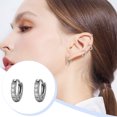 thumbnail image 4 of Qarigey 2 uds pendientes de aro colgante de acero inoxidable accesorios de joyería de boda aros redondos esposa hermana presente moda Ropa, zapatos y accesorios Miscelánea 2.0*6mm plata Qarigey AP016826-01, 4 of 6