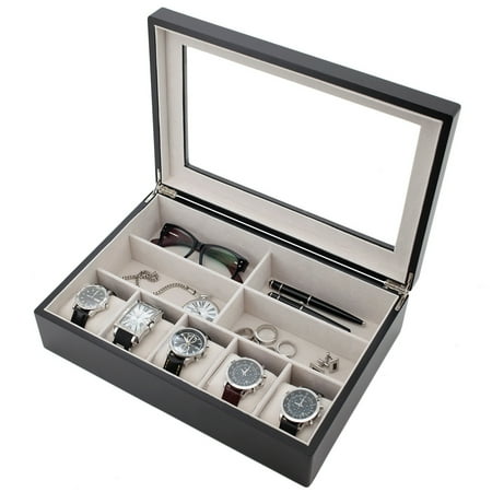 Wood Valet - Valet Watches Glasses Pens Wood Finish Black