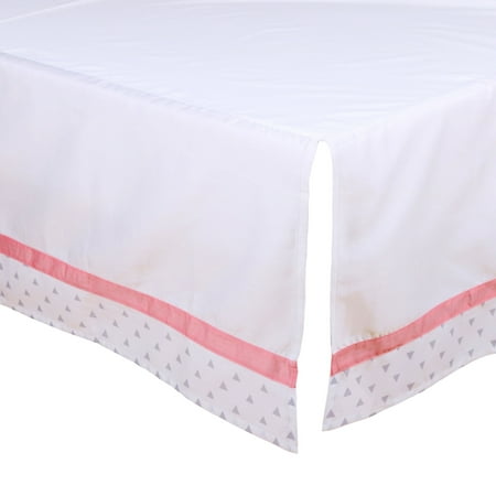 The Peanut Shell Tailored Crib Skirt Solid White With Grey