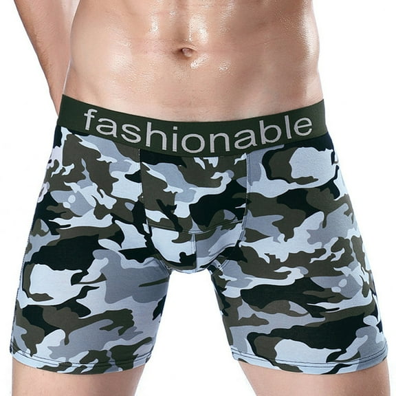 Tbopshirt Mens Boxers Briefs,Men's Cotton Camouflage Printed Briefs Breathable Briefs Long style,Mens Gift