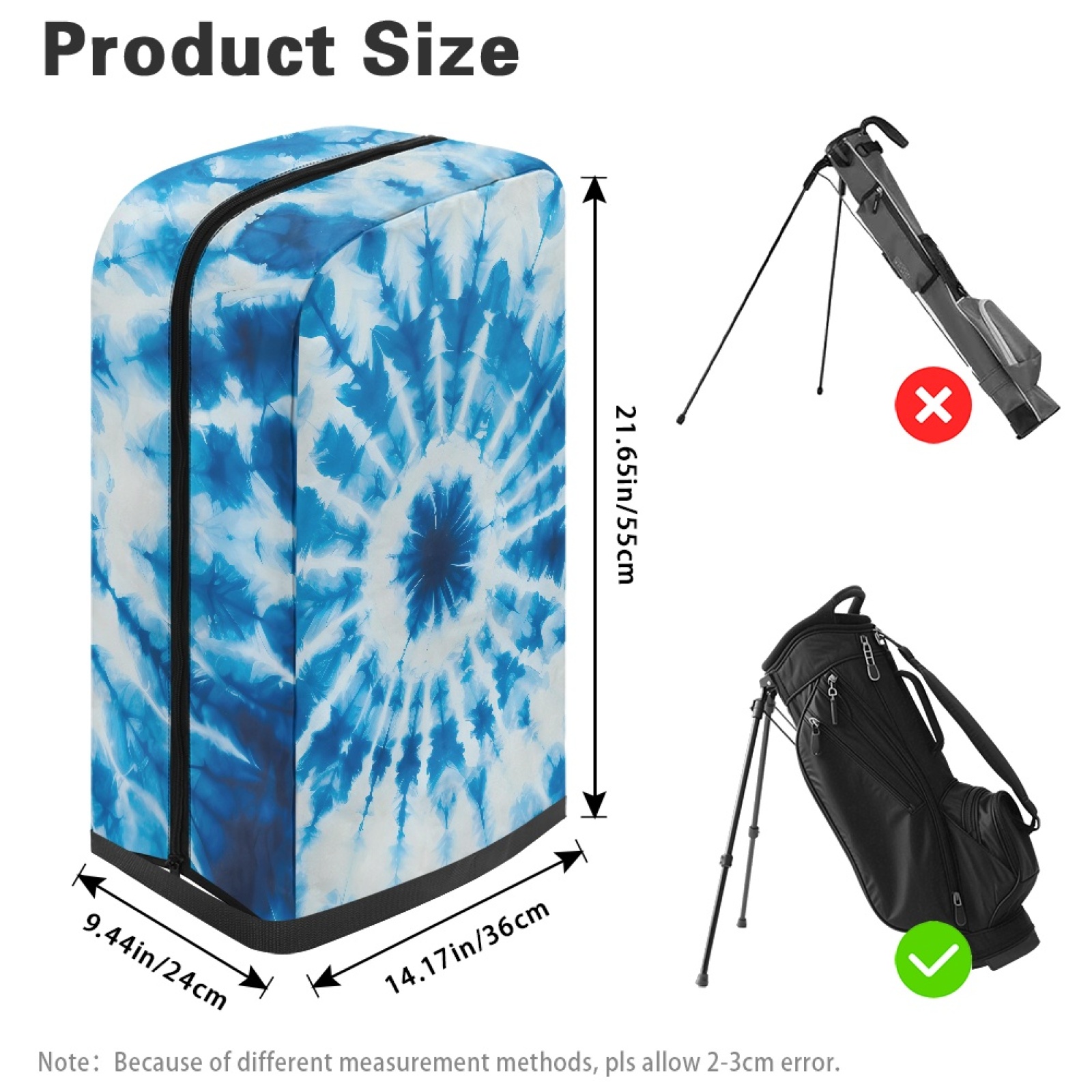 Yuyamidu Blue Whilpool Tie Dye Golf Bag Dust Cover for Men Women Fashion Golf Bag Top Cover for Stand Cart Bags Easy to Carry Protect Your Clubs