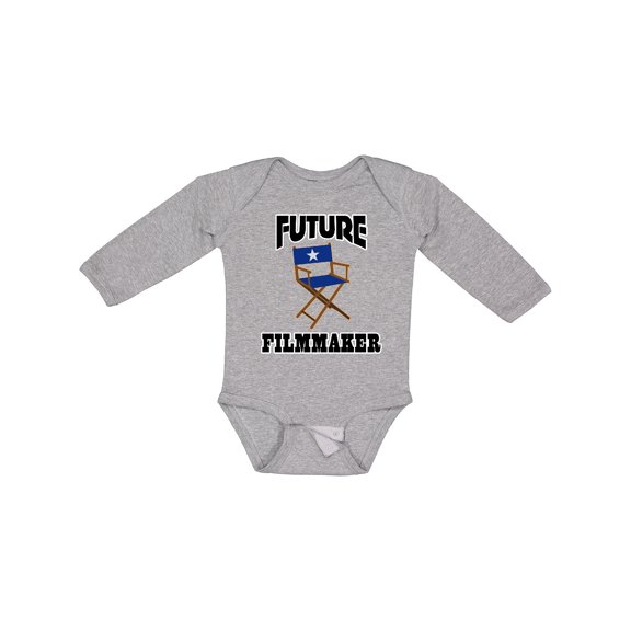 Inktastic Future Filmmaker Director Chair Boys or Girls Long Sleeve Baby Bodysuit