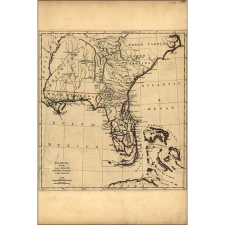 24"x36" Gallery Poster, map of Florida 1768