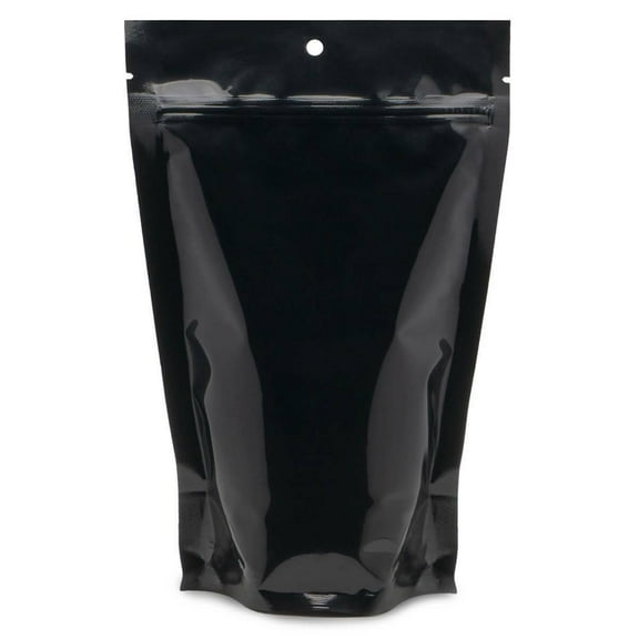 50 Pack Black 6" x 9.5" Stand Up Food Pouch Ziplock Mylar Smell Proof Bags