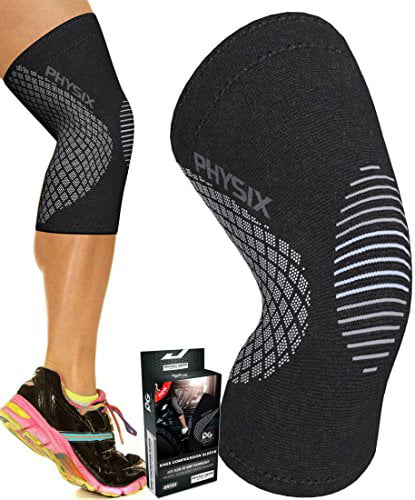 Best Neoprene Stabilizer Wrap for Crossfit Physix Gear Knee Support Brace Single Grey M Premium Recovery & Compression Sleeve for Meniscus Tear MCL Running & Arthritis Squats & Workouts ACL 