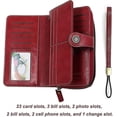 thumbnail image 4 of Cartera para pasaporte de viaje con bloqueo RFID, porta pasaporte familiar, color vino tinto, 4 of 5