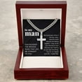thumbnail image 6 of To My Man Gift, Big Crazy Beautiful World, Cross Pendant Cuban Chain Men Necklace, 6 of 7