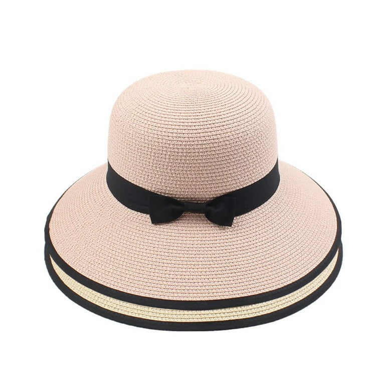 Womens UPF50 Foldable Summer Panama Hat Wide Brim Fedora Sun Straw