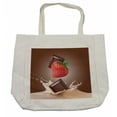 thumbnail image 1 of Fruit Shopping Bag, Strawberries Chocolate and Milk Design Drink Ingredients on Brown Ombre Background, Eco-Friendly Reusable Bag for Groceries Beach and More, 15.5" X 14.5", Cream, by Ambesonne, 1 of 2