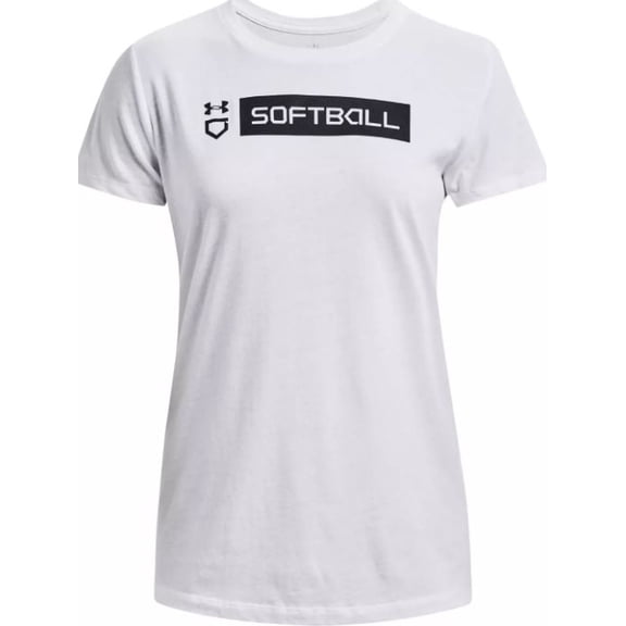 Under Amour Softball Bar Short Sleeve, White, Large