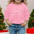 thumbnail image 2 of Byoo Bow Print Sweatshirt for Toddler Girl Long Sleeve Crew Neck Pullover Top Daily Sport Relaxed Fit Outdoor Clothes for Kid, 2 of 4