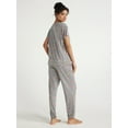thumbnail image 4 of Joyspun Women's Short Sleeve T-Shirt and Jogger Pants Sleep Set, 2-Piece, Sizes S to 3X, 4 of 6