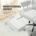 thumbnail image 4 of KFFKFF Chaise de Bureau avec Inclinaison et Repose-Pieds, Chaise de Bureau Spacieuse en Cuir PU Durable, Grandes Chaises de Direction avec Soutien Dorsal, Base en Métal Robuste et Roues Silencieuses, Blanc, 4 of 9