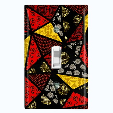 Metal Light Switch Plate Cover Colorful Safari African Tribal Art Tile Pattern SFR038