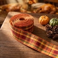 thumbnail image 4 of Fall Plaid Wired Edge Ribbon 2.46 Inch Wide, Thanksgiving Harvest Checkered Ribbon Roll for Gift Wrapping Wreath DIY Craft Halloween Fall Home Party Decoration, 4 of 6