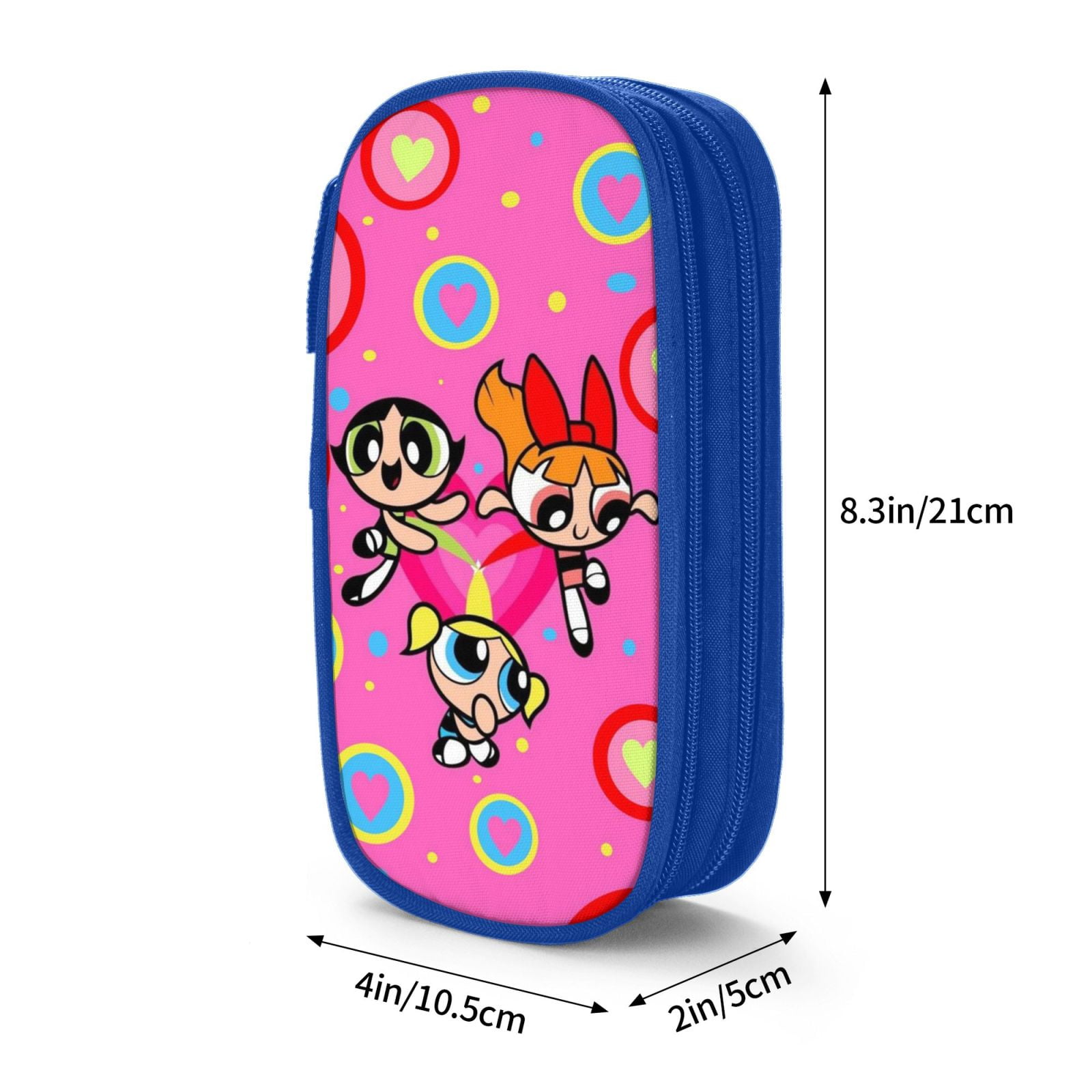 The Powerpuff Gi-rls Pencil Case Large Capacity Pencil Pouch Penbag Office Stationery Organizer Travel Makeup Bag Blue