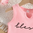 thumbnail image 3 of WIBACKER 2pcs Toddler Baby Girls Casual Outfit 1-6T Letter/Groovy Sleeveless Vest Tops Cargo Pants Summer Clothes, 3 of 9