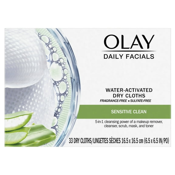 Olay 2-in-1 Daily Facial Cloths Exfoliate & Clean Dirt, Oil & Make-up, 33ct
