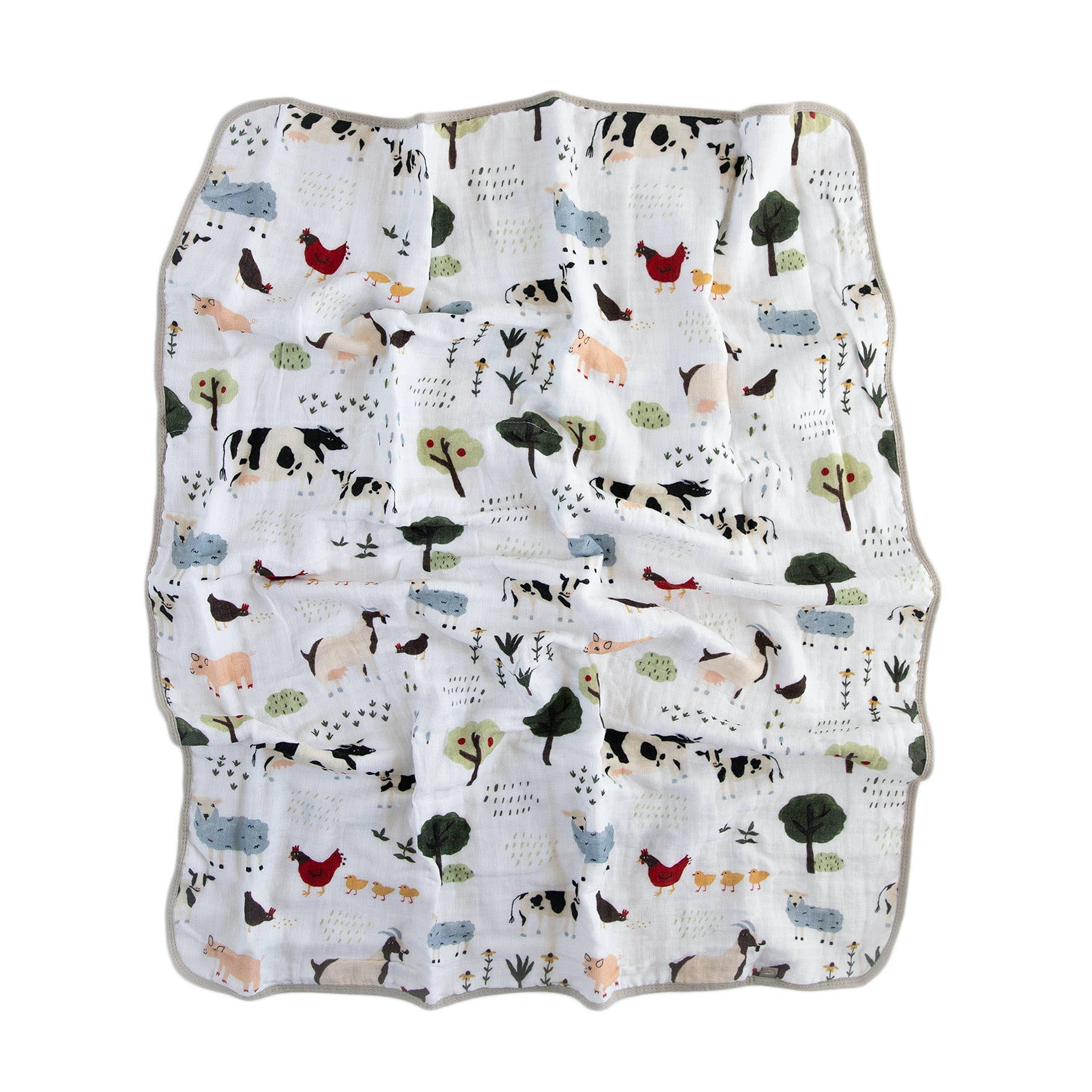 Red Rovr 100% Organic Cotton Muslin Quilted Infant Blanket, Unisex, Family Farm