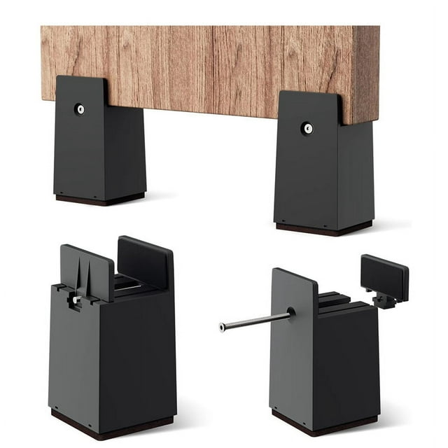 Bed Risers, 4 Inch Adjustable Desk Riser Blocks with Screw Clamp 4 Pack Heavy Duty Chair Raisers Fits 0-2 Inch Widths