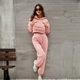 thumbnail image 2 of Women Sweatsuits Sets 2 Piece Outfits Cropped Hoodie Sweatshirt and Sweatpants Matching Joggers Tracksuit with Pockets Womens Clothes, 2 of 7
