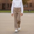 thumbnail image 4 of Grblisyd Girls Flare Leg Uniform Pants High Waist Dress Bell Bottoms Kids School Stretch Pants for Teen, 4 of 5