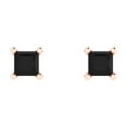 thumbnail image 3 of 14K Solid Gold Push Back Stud Earrings for Women | 0.5 cttw Princess Cut Natural Onyx | Rose Gold, 3 of 5
