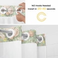 thumbnail image 5 of Green Flowers No Hook Shower Curtain Waterproof, Bathroom Curtains with Snap in Liners and See Through Top Window, Farmhouse Botanical Floral Leaves Art Hotel Style Bathtub Curtains Shower 72"Wx96"L, 5 of 8