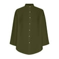 thumbnail image 5 of Dezsed Women's Oversized Button Down Shirt Dress with Pockets Long Sleeve Cotton Linen Cover Ups Casual Tunic Blouse Tops Army Green 5XL, 5 of 5