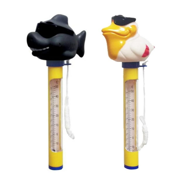 Termómetro para piscina Shark & Duck de 2 piezas, con correa de carcasa resistente golpes y cuerdas, pantalla en grados y Cel