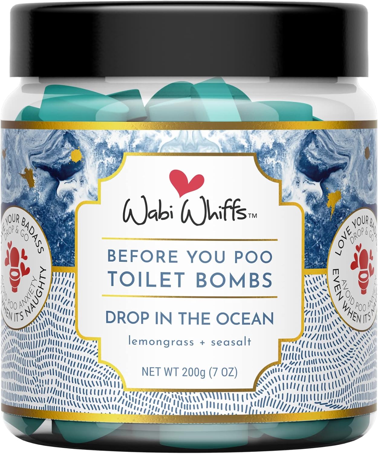 Fizzing Toilet Bombs  Drop in The Ocean | Natural Bathroom Deodorizer | Odor Eliminator Tablets for Freshness & Cleanliness | Eco-Friendly Septic Safe Tablets | 60 Count |