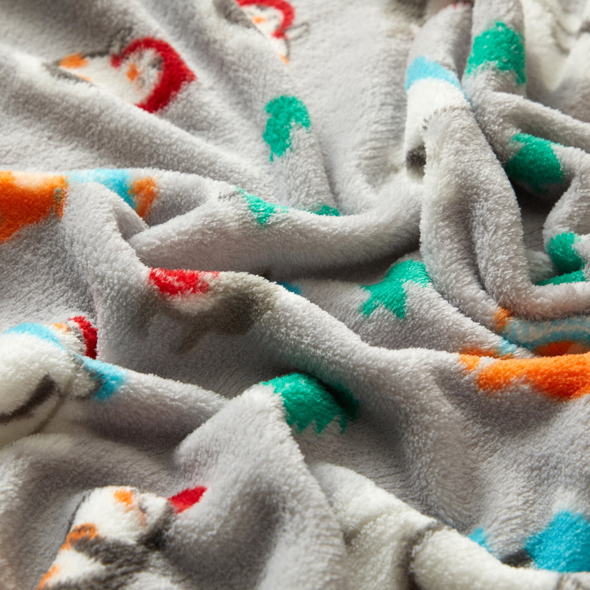 Parent's Choice 30" x 36" Penguin Plush Baby Blanket, Grey