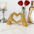 thumbnail image 4 of Figura de resina con forma de corazón y gesto de amor con purpurina, escultura para escritorio, estantería, adorno decorativo, 4 of 8